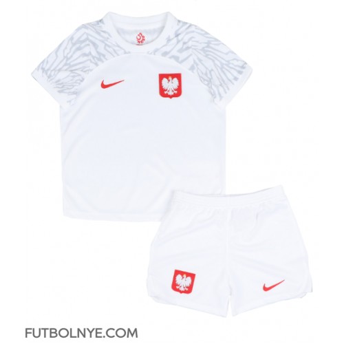 Camiseta Polonia Primera Equipación para niños Mundial 2022 manga corta (+ pantalones cortos)